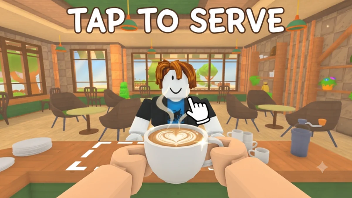 Official Own a Cafe artwork showing a serving prompt